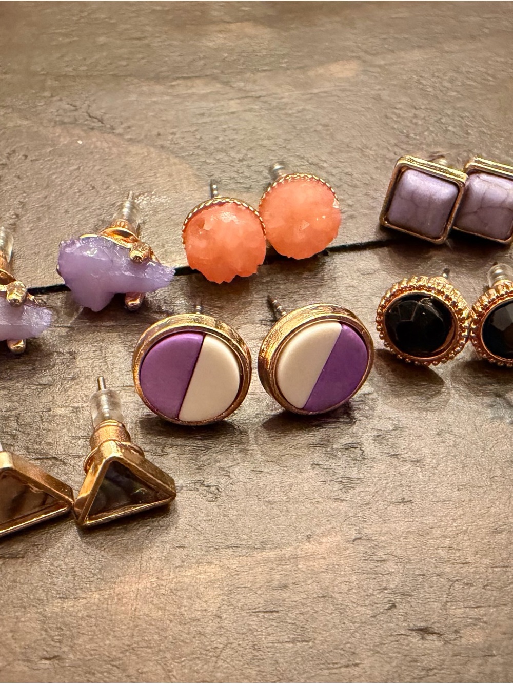 Gold-tone stud earrings- set of 6.